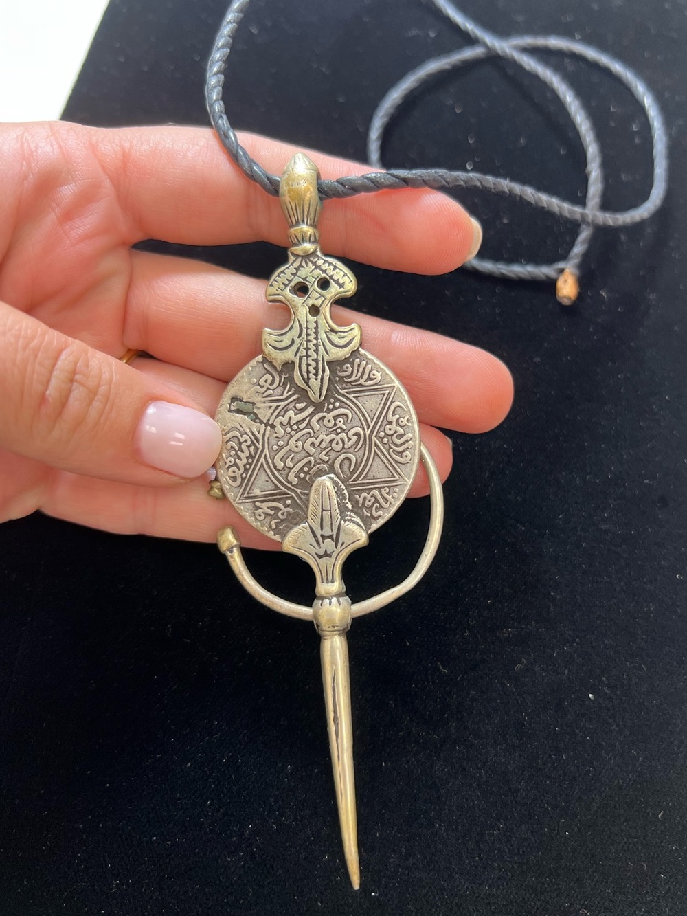 Antique Moroccan Berber coin fibula (tizerzai or khlel), a traditional cloak pin